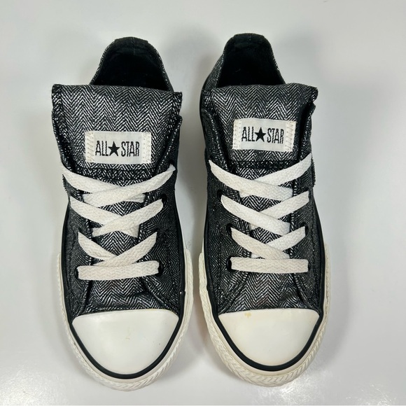 Converse All-Star Metallic/Glitter Silver Sneakers Shoes; Youth/ Junior Size 1 - Picture 7 of 16